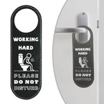 panneau porte salle bain ne pas déranger noir blanc humoristique working hard vacant inscrits