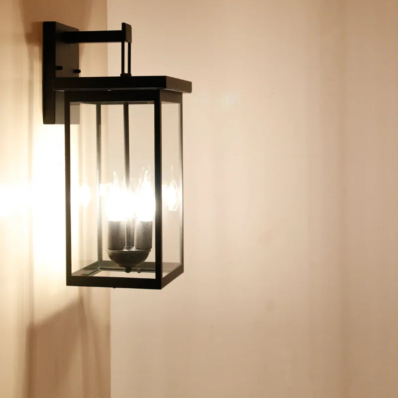 lampe murale moderne noire transparente acier inoxydable éclairage extérieur étanche ip44