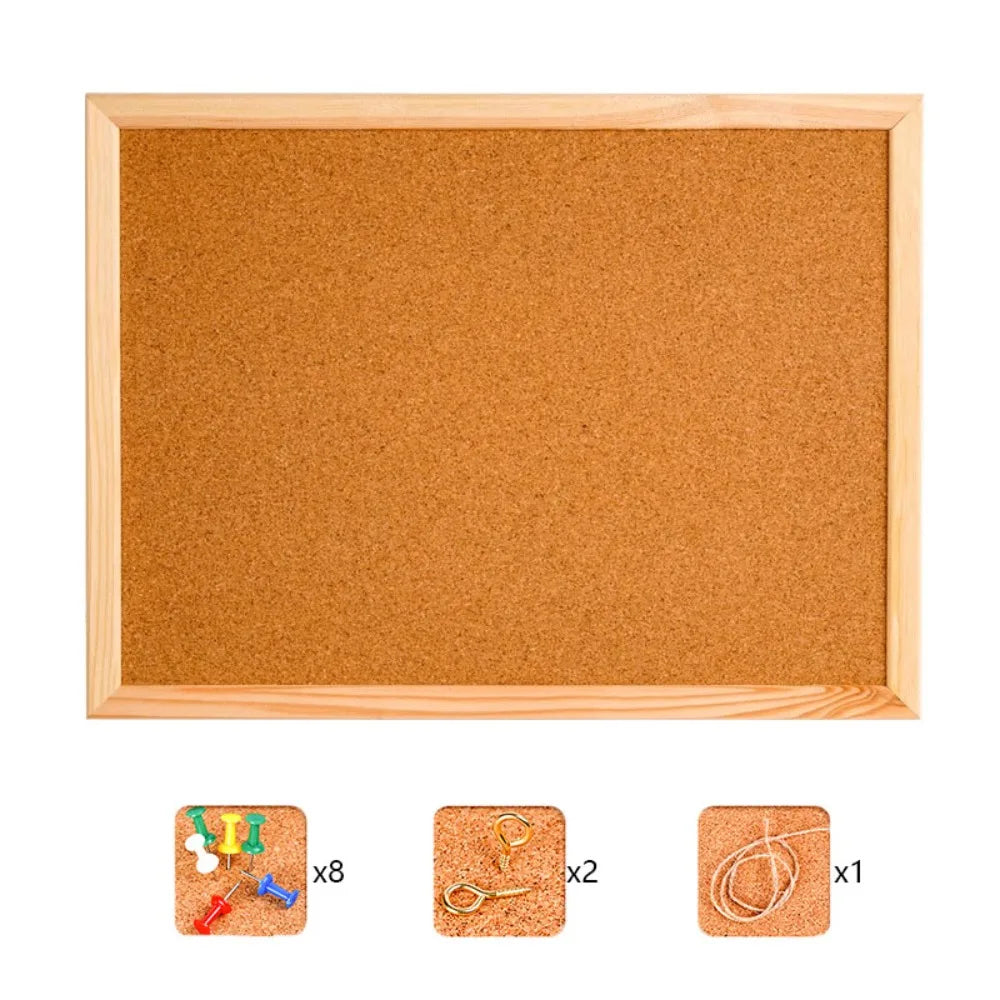panneau affichage liège cadre bois couleur beige claire minimaliste décoratif trou accroche photo note