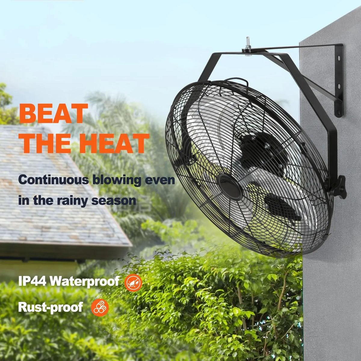 ventilateur mural noir grille métallique moderne réglable télécommande led 120v 240v