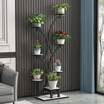 meuble plantes moderne minimaliste noir doré blanc structure arborescente plateaux simples