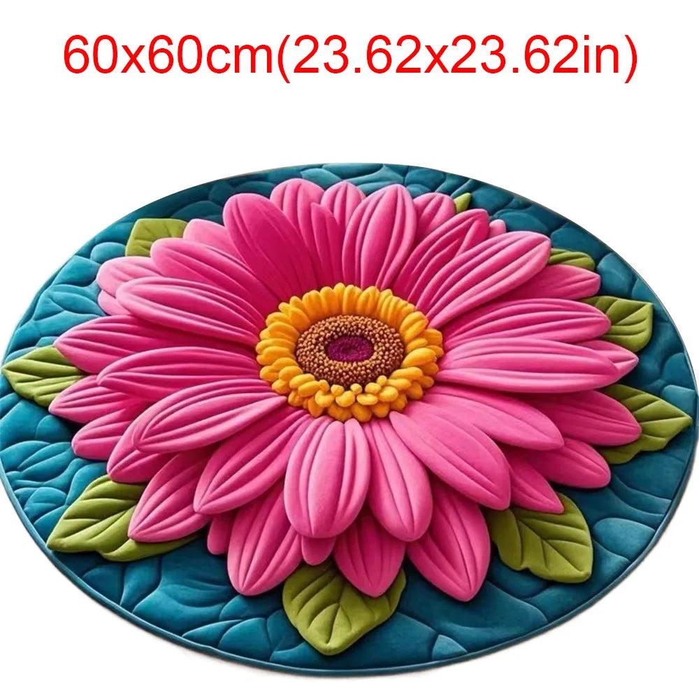 tapis fleur tournesol jaune vert moderne 60x60cm polyester antidérapant salon chambre