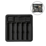 organisateur tiroir rangement cuisine moderne couverts vaisselle ustensiles extensible noir argenté