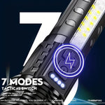 torche lumineuse rechargeable 20w led noire texturée moderne étanche 7modes