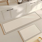 tapis cuisine imperméable antidérapant moderne beige gris simple ligne horizontale minimaliste