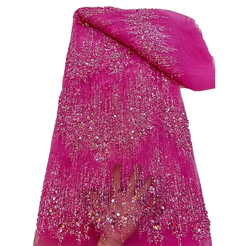 tissu brodé paillettes violet marron rose jaune vert bleu élégant festif 90x125cm translucent