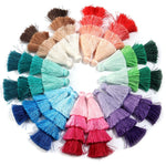 pompons franges polyester violet vert bleu rose boho chic décor maison rideau vêtement