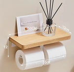 étagère murale moderne bois naturel adhésive téléphone portable papier toilette lunettes parfum minimaliste porte