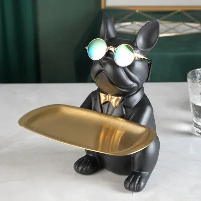 statue animaux chien résine moderne bleu vert noir gris décoration organisation ornement cadeau