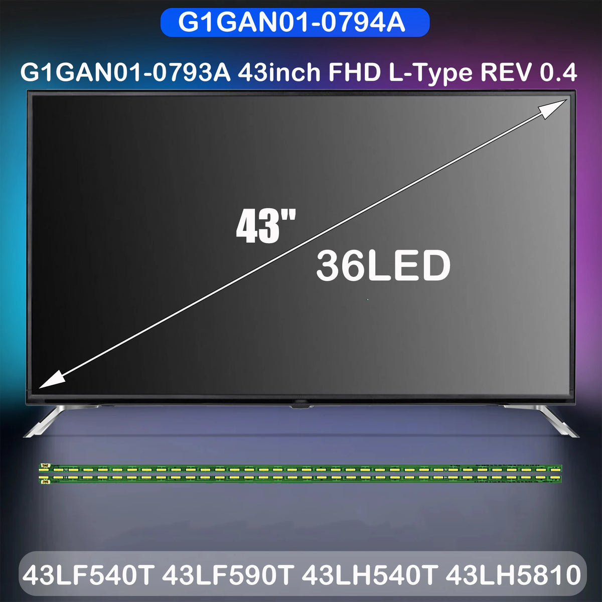 bandes rétroéclairage led 43inch fhd noir moderne connecteur diodes led