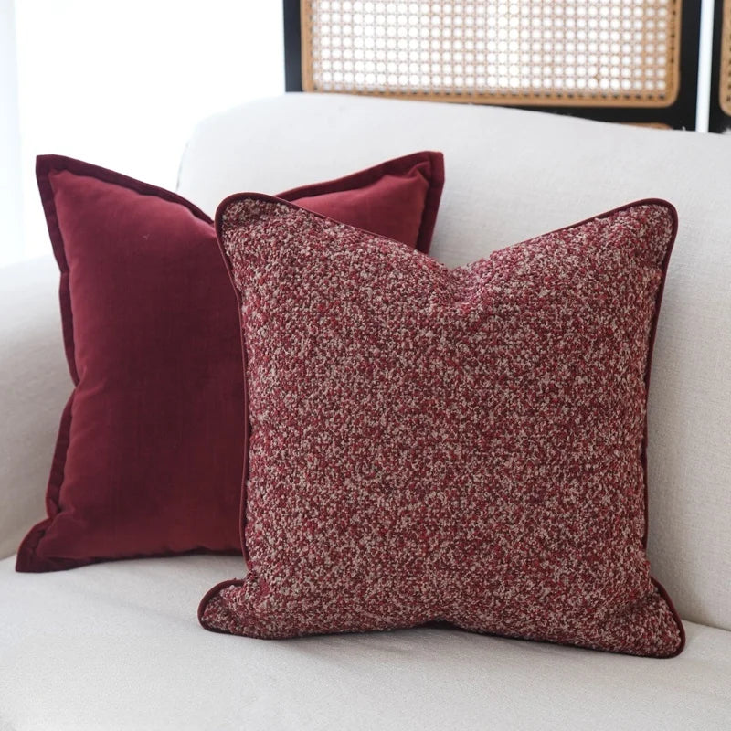 housses coussins décoratifs velours polyester carrés rouges contemporains lit chaise voiture adhésives simples