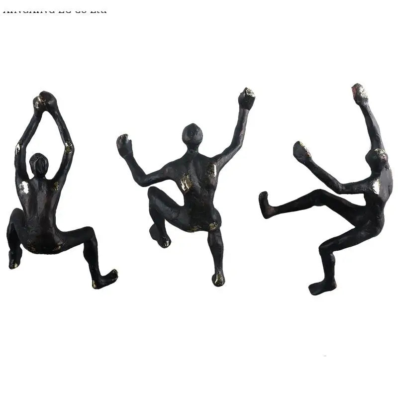 décoration murale sculpture personnes grimpant noir abstraite moderne résine opaque adhésif salon bar noël