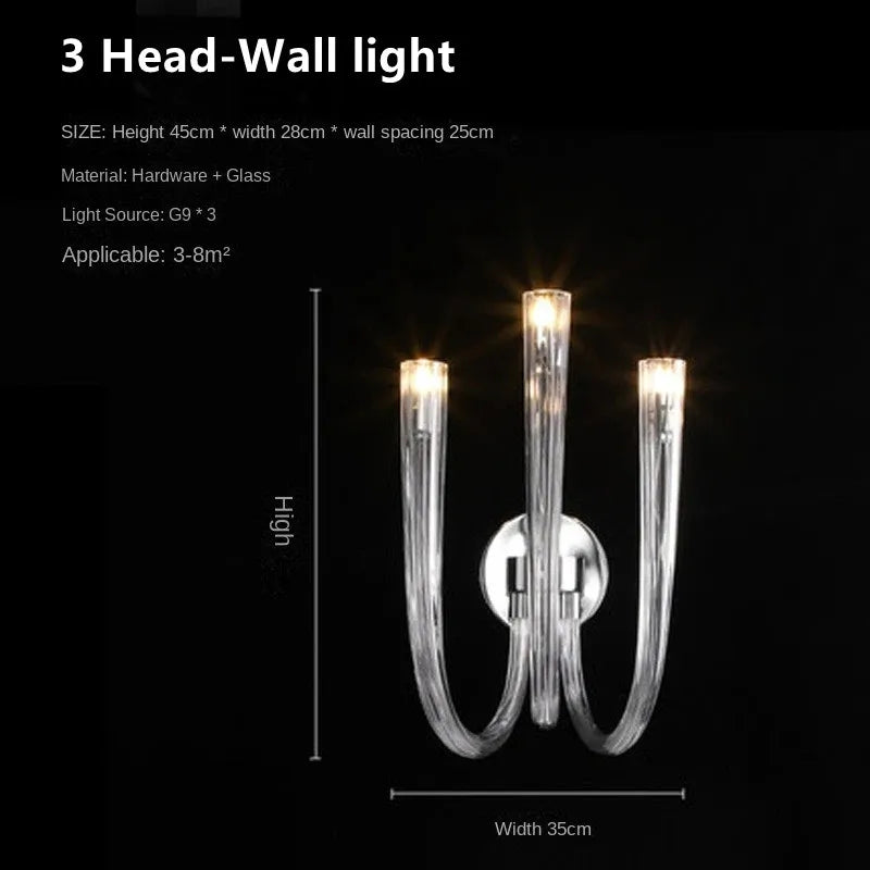 lustre contemporain transparent tubulaire suspension salon chambre ampoules led 15 30mètres carrés