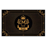 tapis d'entrée anti dérapant caoutchouc ornements dorés couronne classique élégant noir or