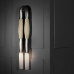 lampe suspension moderne verre bois structure métal noir salon chambre