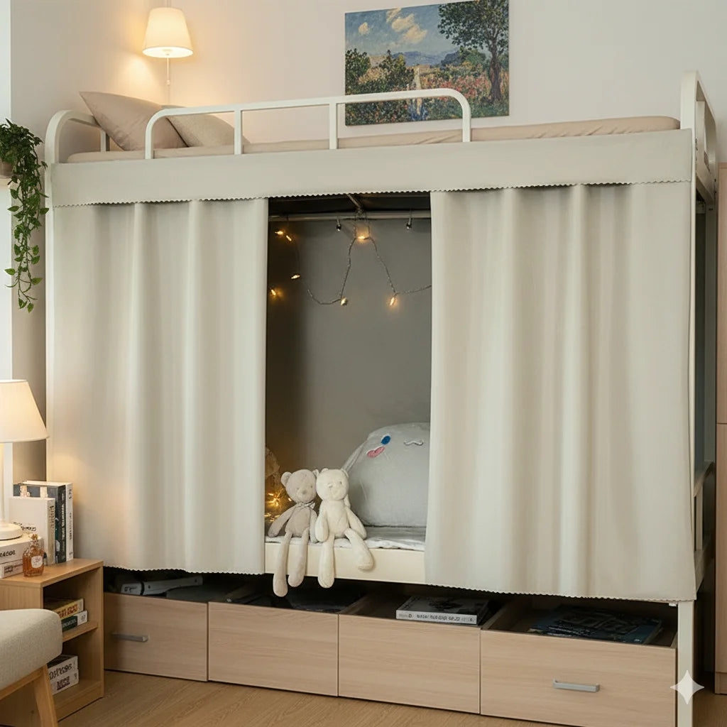 rideau lit beige clair doux moderne anti poussière 1.2m 1.5m 2m