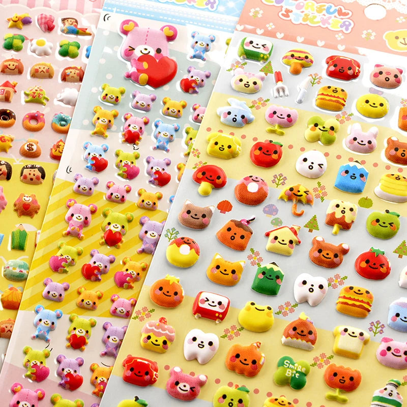sticker animal mignon multicolore fruits gâteaux joyeux cartoon enfants decoration journal intime autocollant