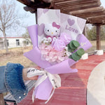 bouquet fleurs artificielles rose blanches hello kitty coeurs romantique décoration intérieur anniversaire mariage
