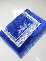 tapis prière musulman fleur coton flocage antidérapant bleu vert rouge ornements bordure classique 120cm