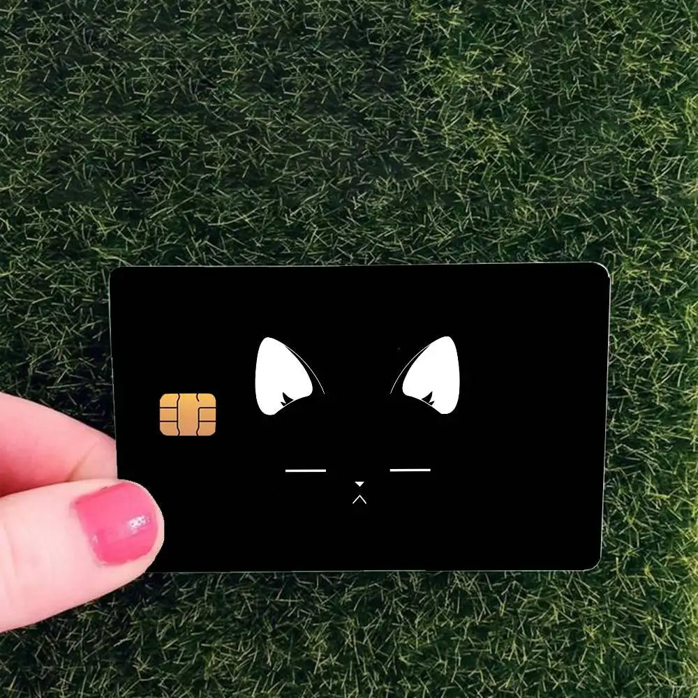 cartes credit personnalisables illustration chats noirs blancs fond nature adhésif inclusion fourrure animé collectionneau