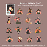 autocollants sorcières halloween personnages citrouilles chats papillons noir rose vert orange