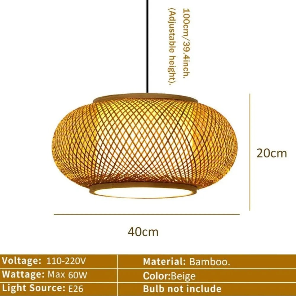 suspension lumineuse moderne bambou naturel 40cm 50cm 60cm beige opacité tissée rustique