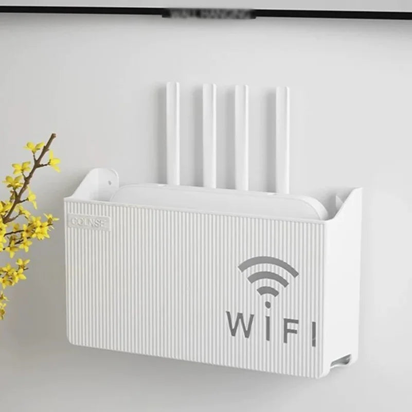 boîte rangement murale blanche rayées moderne adhésive télécommande chargeur câbles salon chambre organisateur