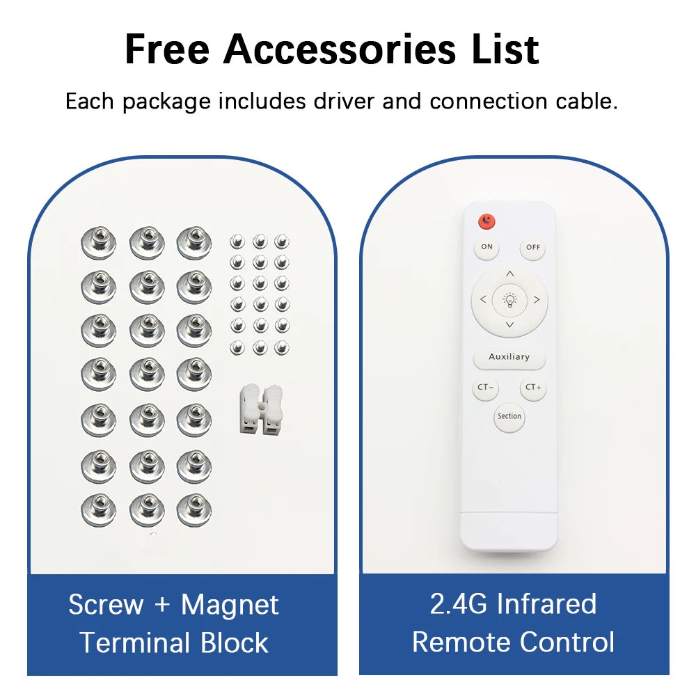 Module LED blanc moderne 72W 96W aimants remote control tricolore 220V