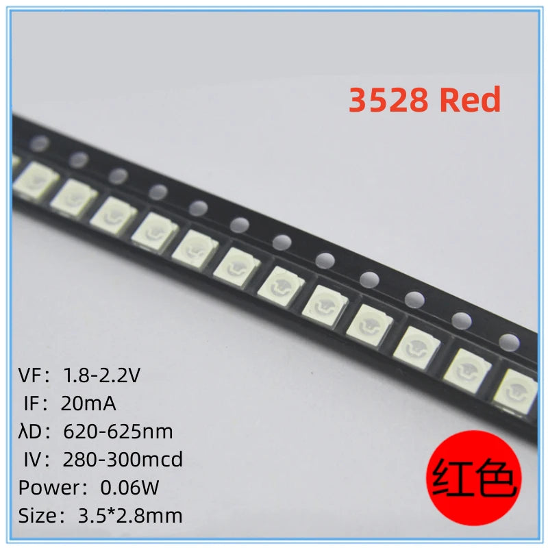 Diodes led smd 3528 blanc jaune rouge rose violet bleu vert 1210 pièces électronique
