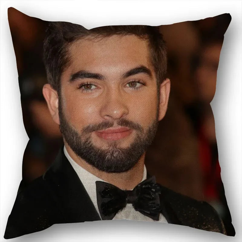 taie d'oreiller carrée 45x45cm moderne motif Kendji Girac imprimé uni côté opaque polyester