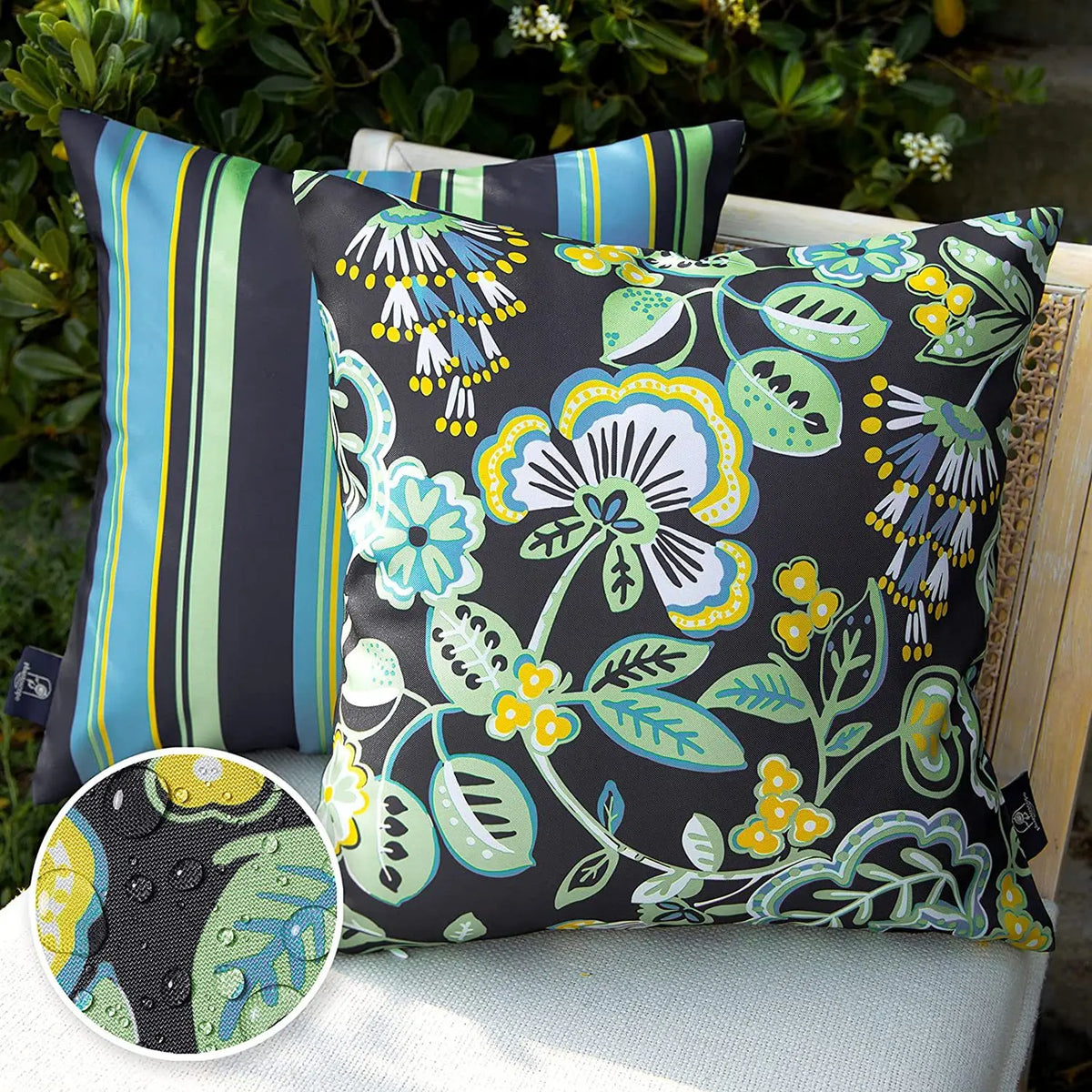 housses coussin imperméables fleurées modernes extérieur intérieur voiture 45x45cm deux lot