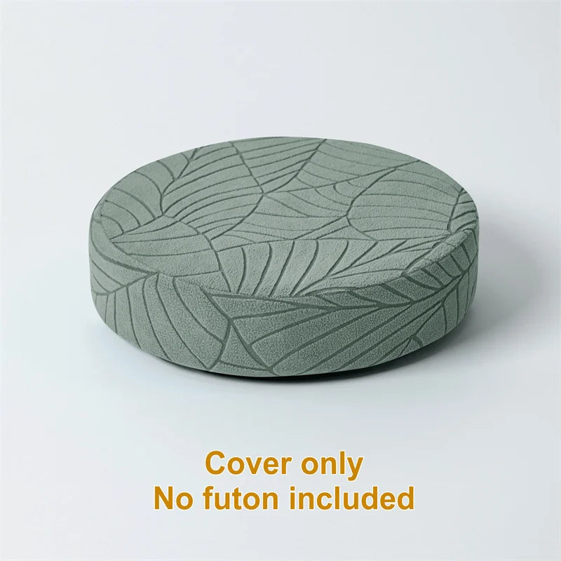 housse coussin rond motif feuilles gris moderne extérieur salon décoration fixations polyestère machine