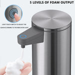 distributeur savon automatique gris métallisé lisse moderne minimaliste mousse liquide