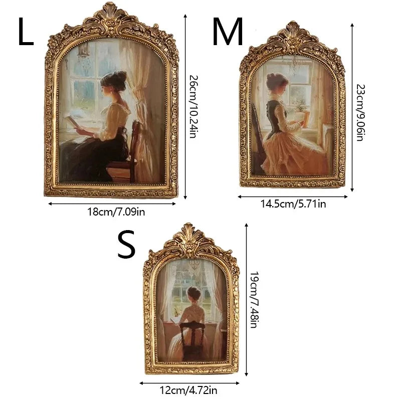 cadre photo vintage or orné femmes robe intérieur décoration mur tableauOpaque verre transparent