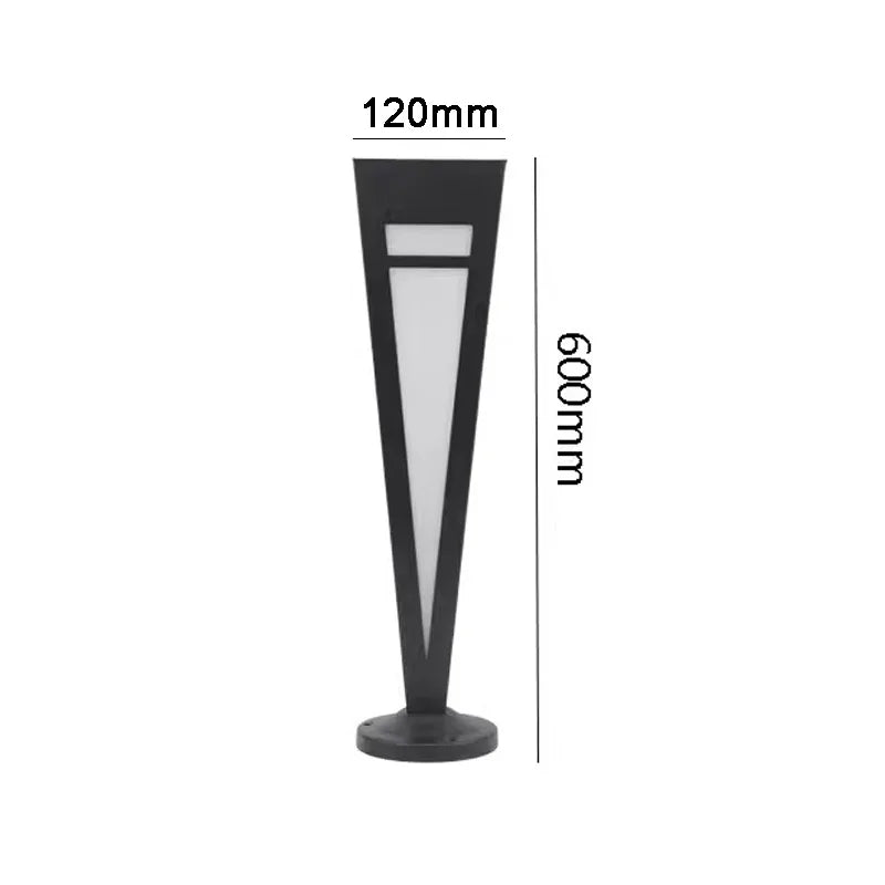 lampe led extérieure moderne noire blanche triangles géométriques étanche piquet jardin villa