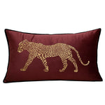 housse coussin brodée léopard velours élégante noir vert décorative maison voiture 45x45cm 30x50cm fixations