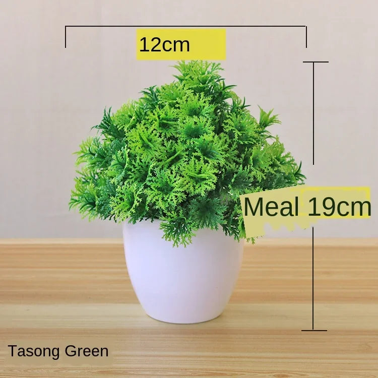 plante artificielle bonsaï miniature pot blanc décoration intérieur jardin maison vert