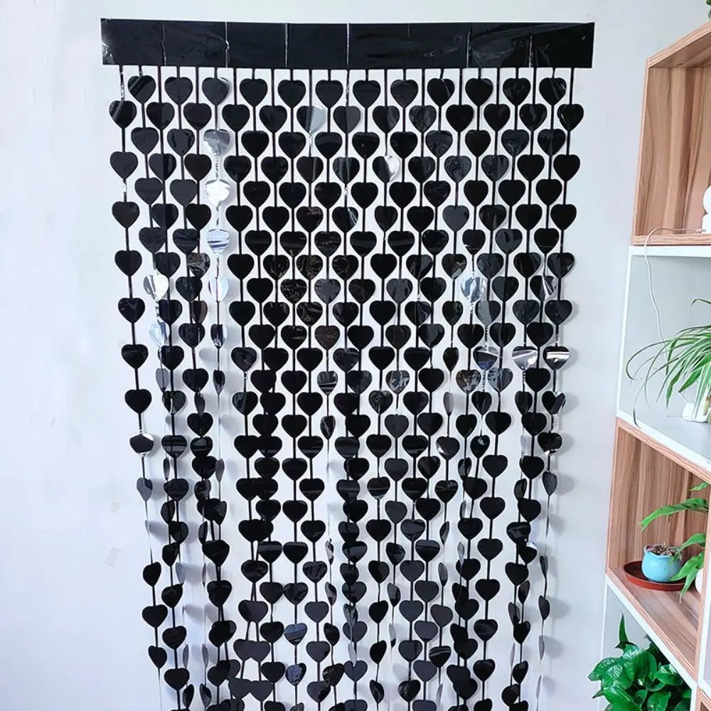 rideau porte coeurs rose noir violet moderne 1m 2m fete decoration
