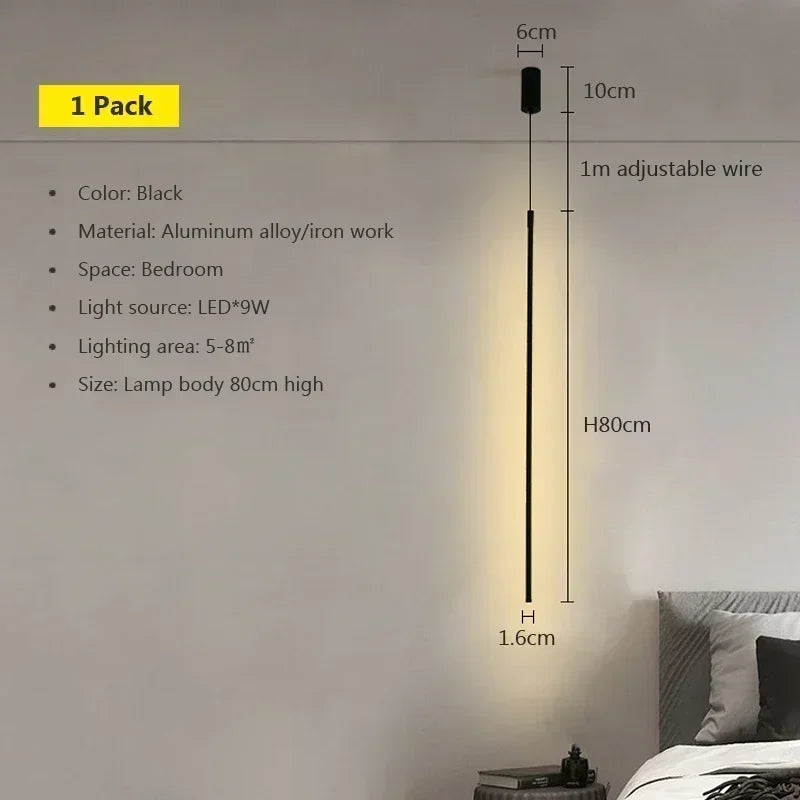 lampe suspendue moderne noir minimaliste pendentif cordon flux lumineux salon chambrehôtel