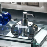 distributeur savon liquide transparent violet vert jaune bleu effet irisé moderne minimaliste pompe