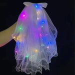 voile mariage lumineux blanc plumes élégant festif clips tulle lumière led 24h bridal shower