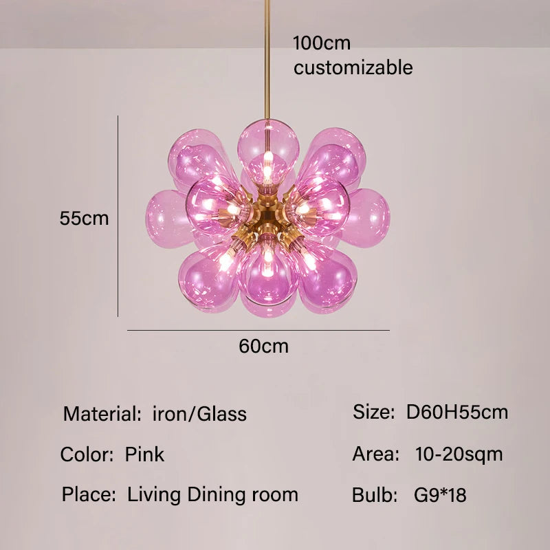 Suspension lumineuse boules vertes moderne ampoules led blanc doré floral