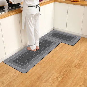 tapis sol imperméable antidérapant polyester gris rayures horizontales moderne intérieur cuisine plage pique nique