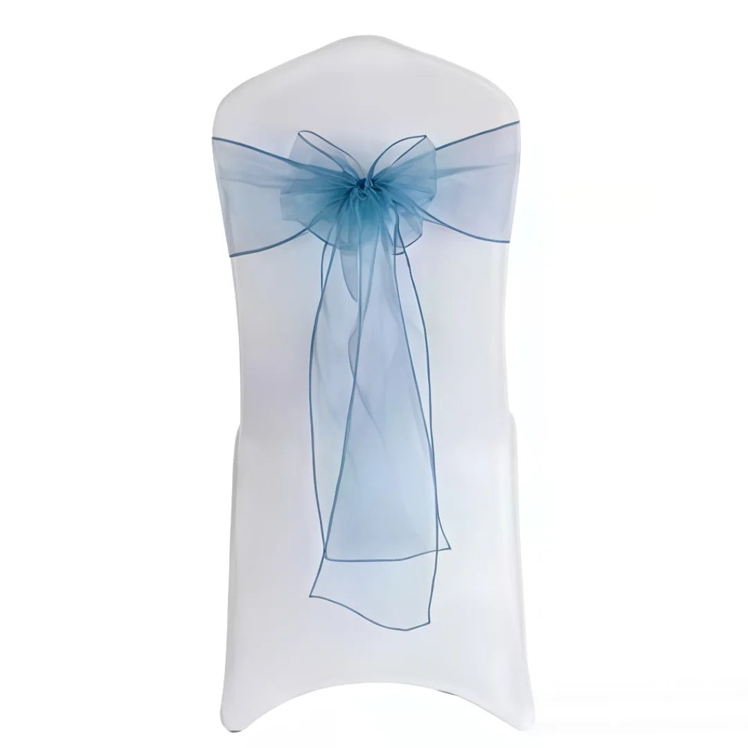décoration événementielle mariage nœuds papillon rubans organza transparent orange bleu violet rose blanc sièges