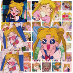 autocollants Sailor Moon cartes postales dessins animés personnage anime rose bleu marine blanc rouge