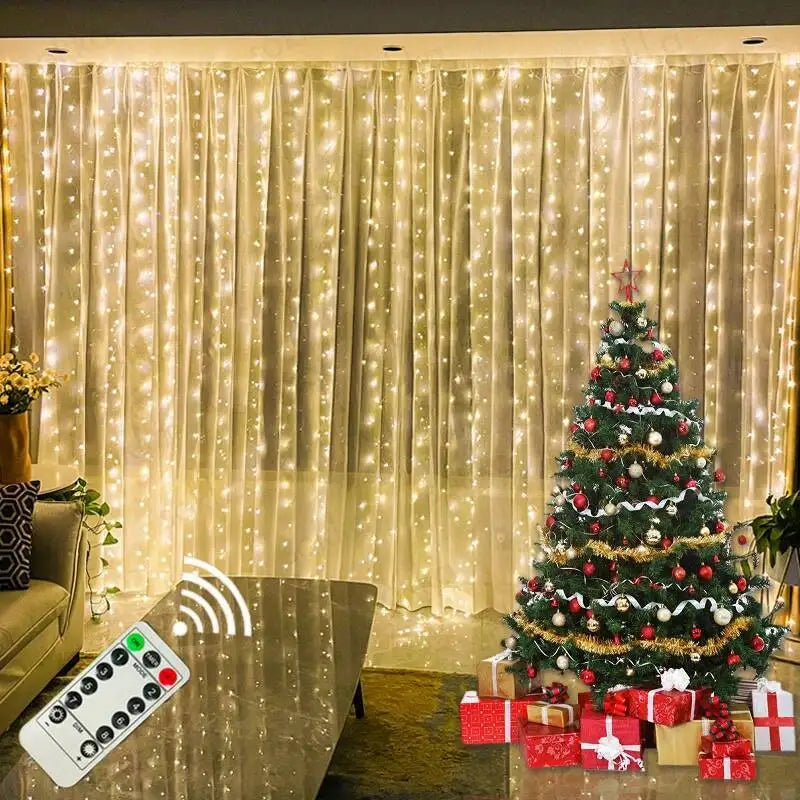 rideau lumineux led multicolore blanc points modernes télécommande usb noël chambre vacances