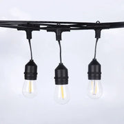 guirlande lumineuse led exterieure 15m 15 ampoules filament noir transparent vintage