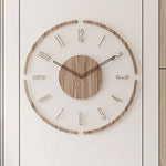 horloge murale moderne aiguille quartz bois clair blanc doré minimaliste 30cm translucent
