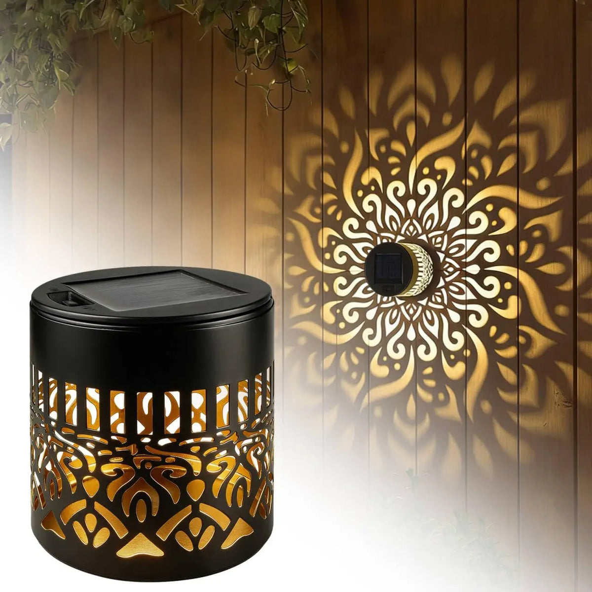 projecteur solaire mandala moderne ip65 led noir autoinstallationextérieur jardin véranda couloir