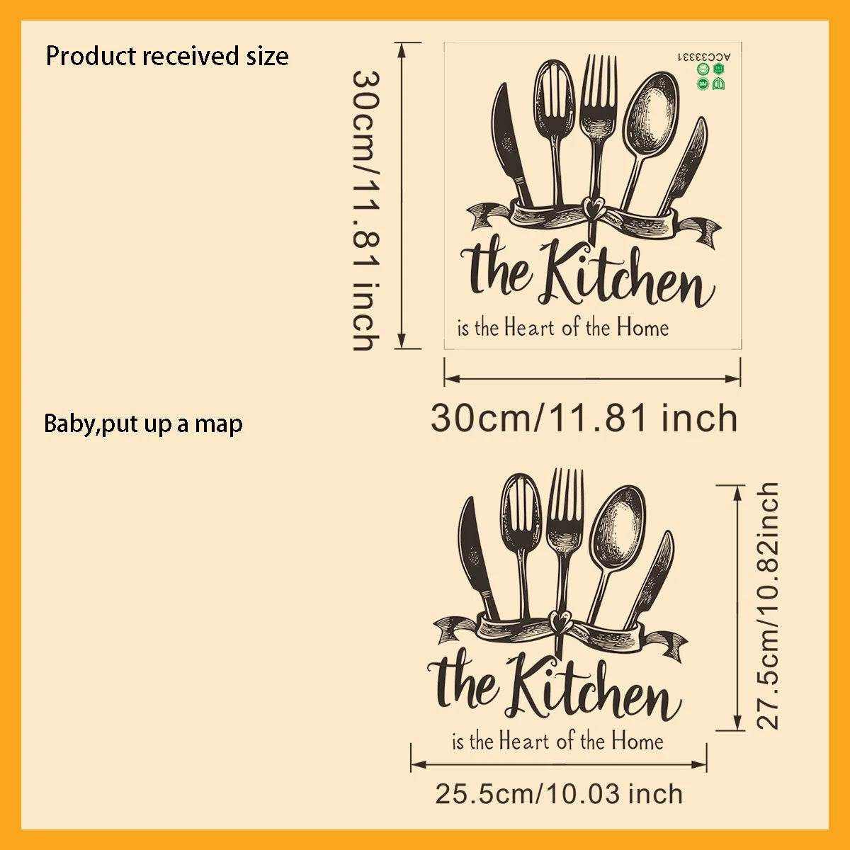 autocollant mural vintage noir couteau fourchette cuillère ruban texte kitchen heart deco amovible vinyl